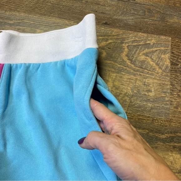 Champion Reverse Weave Cut Off Teal Pink Colorblock Sweat Shorts Adult Medium - Picture 5 of 11